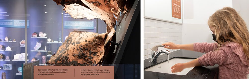Case studies of antimicrobial technology being integrated in high-touch surfaces in public environments. Picture from the Royal Ontario Museum in Ontario, Canada