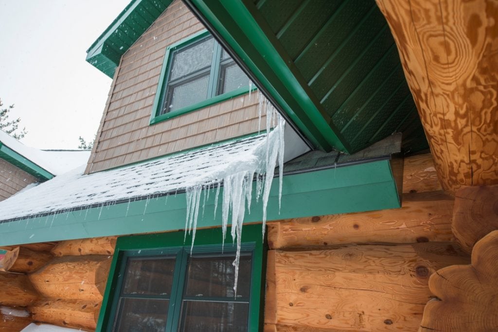 ice dams on a roof