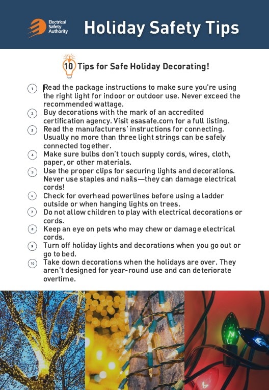 ESA (Electrical Safety Authority) Holiday Checklist for Halloween.