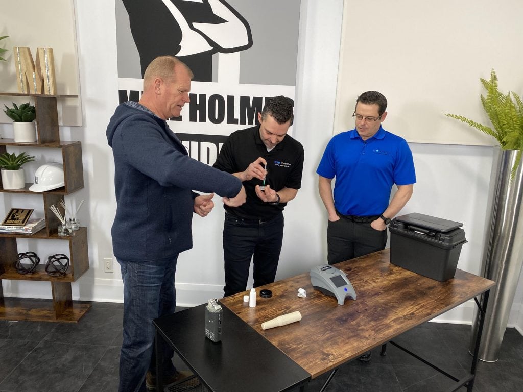 Mike Holmes Testing his water sample with Kinetico's water experts. Schedule your water test to find out more about the quality of your water