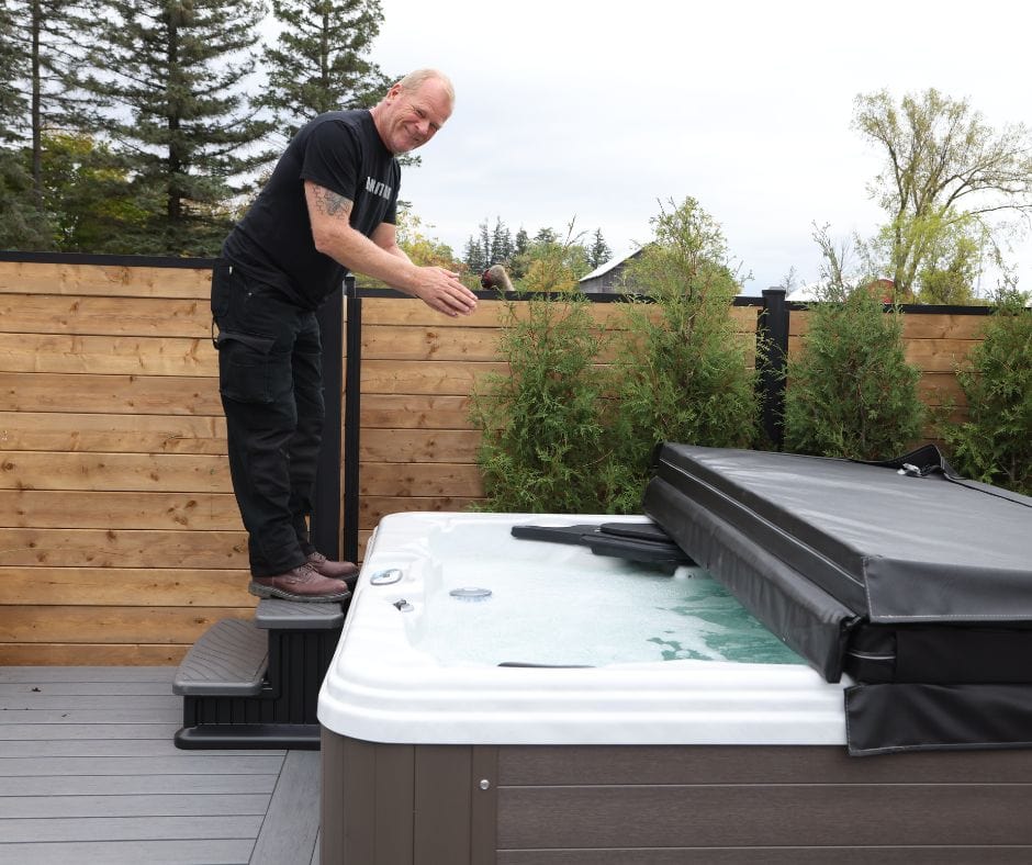 Mike Install Hot Tub from Leisure Pools installed on Holmes Family Rescue Season 1.