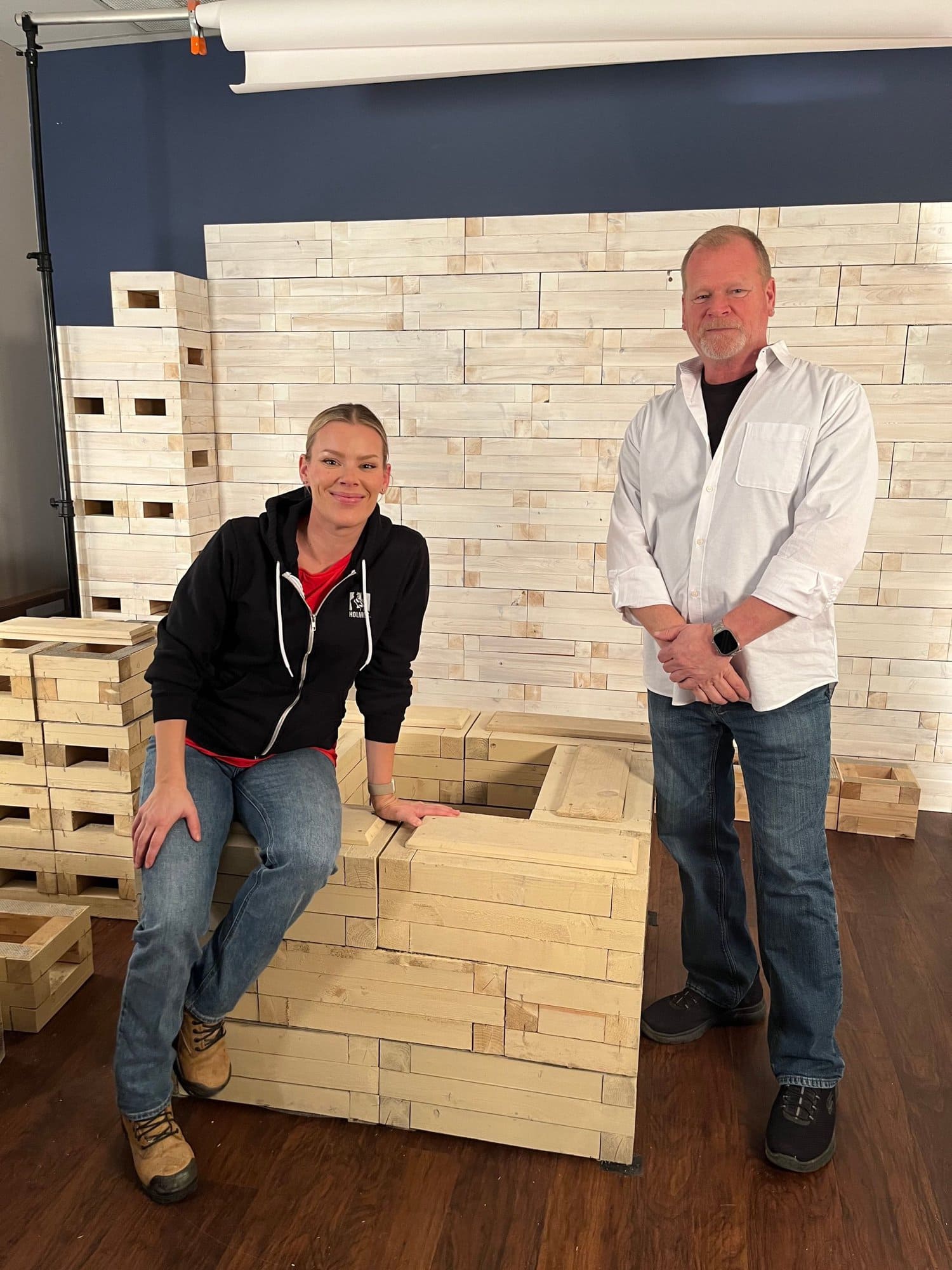 Sherry and Mike Holmes build a flower planter using EZblocks