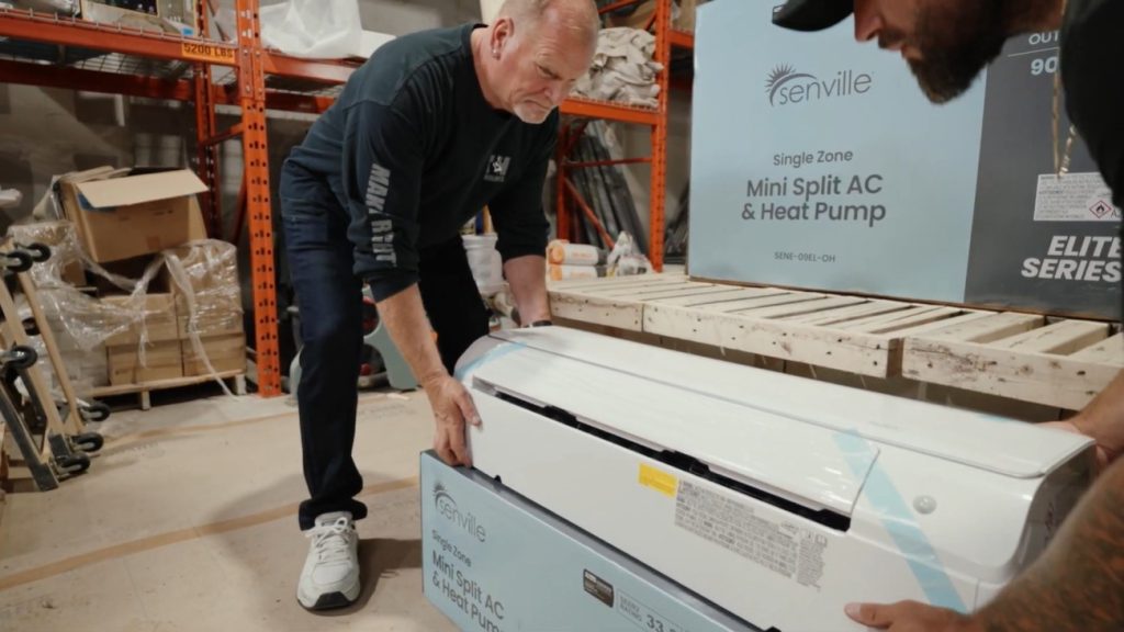 Mike Holmes unboxing Senville Mini Split AC & Heat Pump.