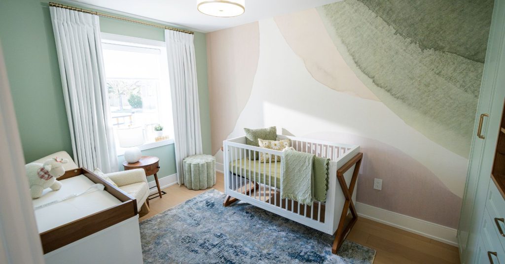 Wallpaper Ideas From Mike Holmes Projects. Watercolour abstract wallpaper for this baby's nursery.