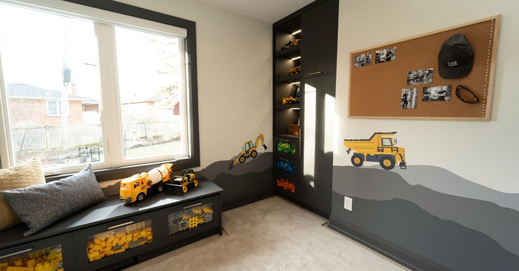 Wallpaper Ideas From Mike Holmes Projects. A Construction Site-Inspired Room for a Young Fan