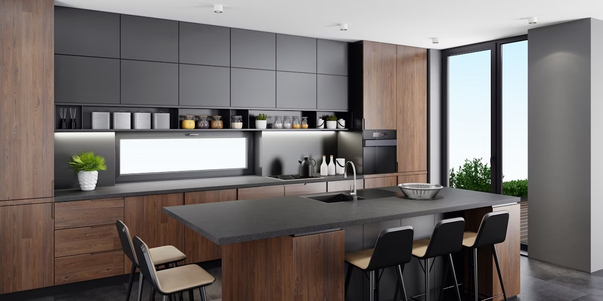 Image showcasing a modern kitchen installation, highlighting the fast delivery and installation of custom cabinets by Milmonde. The scene reflects efficiency, quality craftsmanship, and a clean, contemporary design, emphasizing Milmonde’s quick turnaround on custom kitchen solutions.